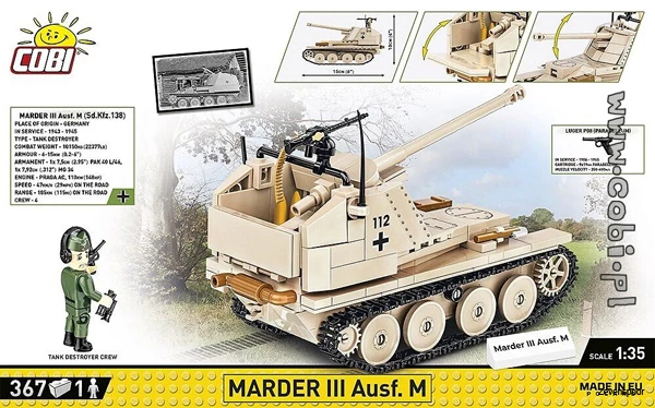 2282 Cobi Bouw Sets Marder III Ausf.M (Sd.Kfz.138) 2 2282 Cobi Bouw Sets Marder III Ausf.M (Sd.Kfz.138) - Afbeelding 2
