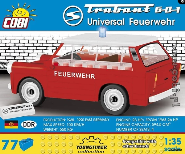24555 Cobi Bouw Sets Trabant 601 Universal Feuerwehr 24555 Cobi Bouw Sets Trabant 601 Universal Feuerwehr -Cobi Winkel CO24555 1