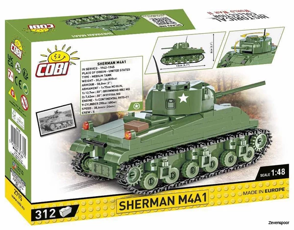 2715 Cobi WWII SHERMAN M4A1 3 2715 Cobi WWII SHERMAN M4A1 - Afbeelding 3