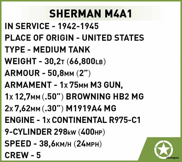 2715 Cobi WWII SHERMAN M4A1 5 2715 Cobi WWII SHERMAN M4A1 - Afbeelding 5