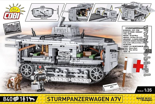 2989 Cobi GREAT WAR STURMPANZERWAGEN A7V 2 2989 Cobi GREAT WAR STURMPANZERWAGEN A7V - Afbeelding 2