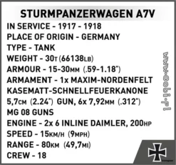 2989 Cobi GREAT WAR STURMPANZERWAGEN A7V 19 2989 Cobi GREAT WAR STURMPANZERWAGEN A7V -Cobi Winkel CO2989 8