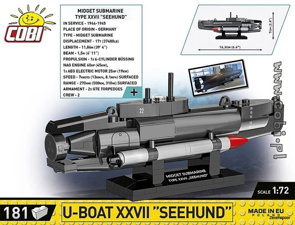 4846 Cobi Bouw Sets U-Boat XXVII Seehund 4846 Cobi Bouw Sets U-Boat XXVII Seehund -Cobi Winkel CO4846 1